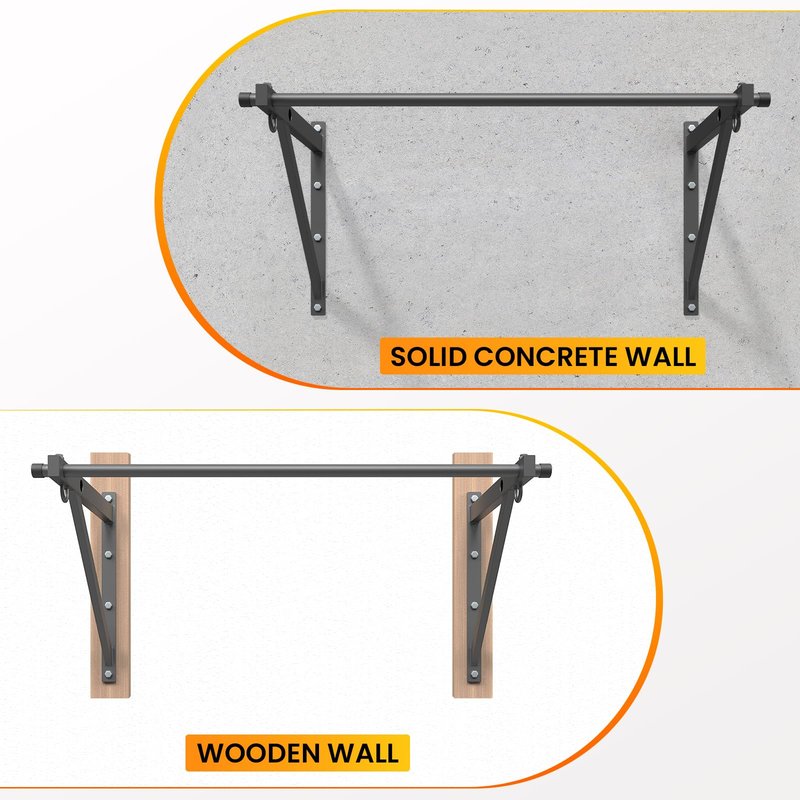 Jusgym Wall Mounted Pull Up Bar, Adjustable Depth 51" Chin Up Bar, Strength Training Pull-Up Bars 500LBS Weight Capacity, Home or Garage Gym Chin Up Workout Training Station