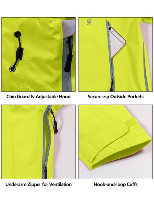 Little Donkey Andy Men's Waterproof Outdoor Hard Shell Breathable Jacket Travelling Sports Coat Fruit Green L