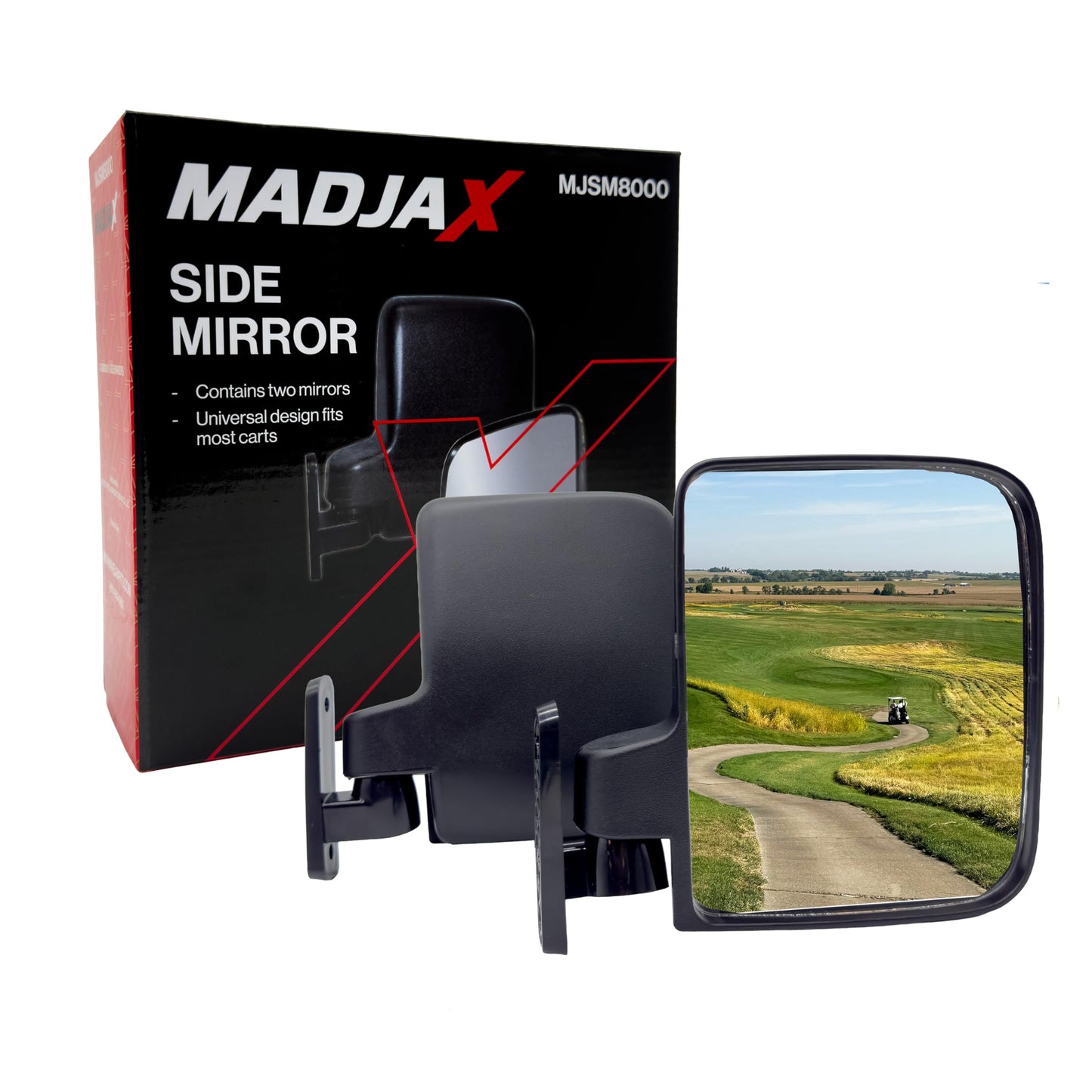 MadJax Golf Cart Side Mirror Set | 180° Fully Adjustable Golf Cart Mirror Universal Design | Sold as Pair