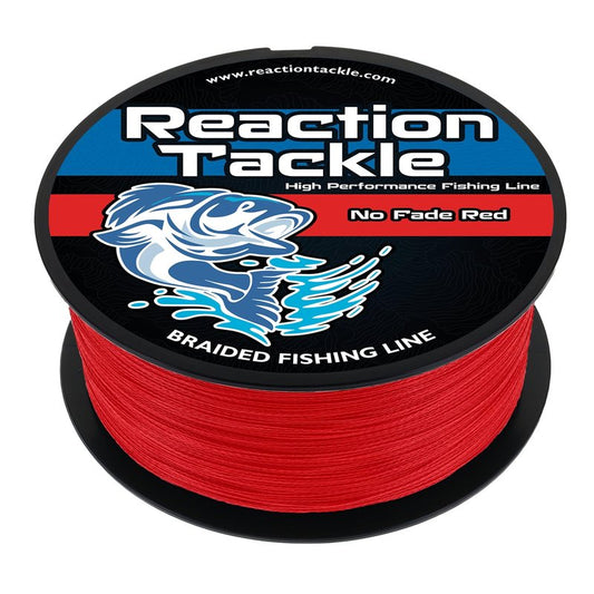 Reaction Tackle Braided Fishing Line - Pro Grade Power Performance for Saltwater or Freshwater Fish - Colored Fishing Line Braid for Extra Visibility - Red (No Fade) 50 Lb (500 Yards)
