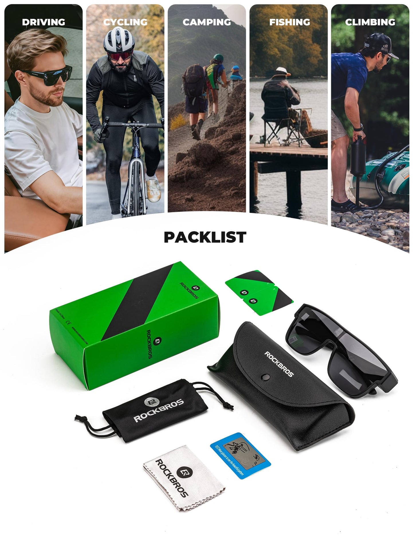 ROCKBROS Polarized Fit Over Glasses Sunglasses 100% UV400 Protection for Men Women,Wrap Around Sunglasses for Driving Cycling