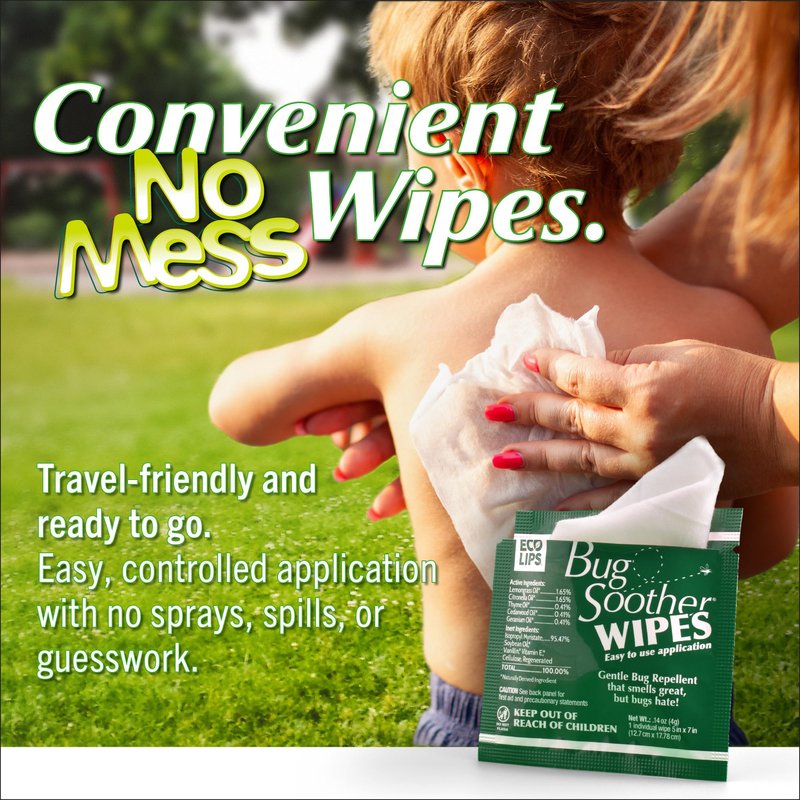 Bug Soother® Natural Insect Repellent Wipes – DEET-Free Mosquito & Bug Protection for Travel & On-the-Go, Family-Safe Plant-Based Formula – Made in USA (15 ct Pack)