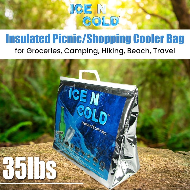 ICE N COLD Insulated Cooler Bag - X-Large 40 lbs Capacity (Pack of 2) | Lightweight, Soft, Collapsible | Ideal for Groceries, Camping, Hiking, Beach, Travel