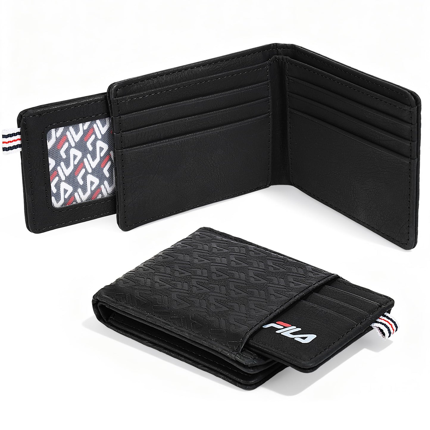Fila Removable Passcase Wallet, Bifold PU Leather Wallet for Men