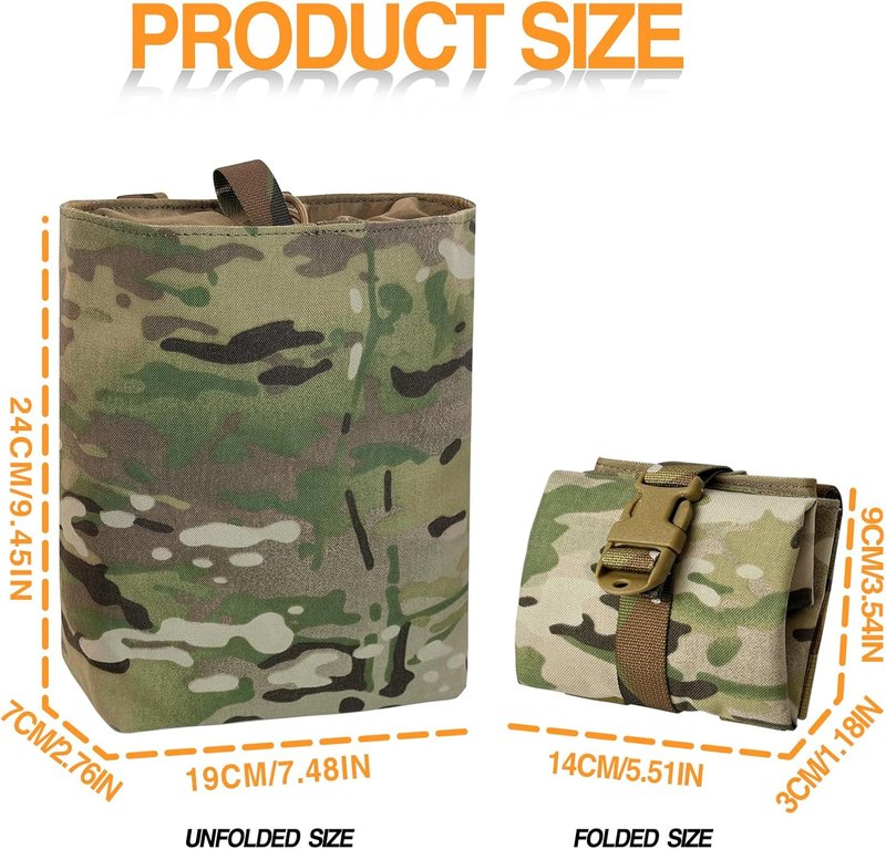 Tactical Foldable Buckle Pouch - 500D Nylon Roll-Up Dump Pouch for Tactical Duty Belt | Space-Saving Tool Bag