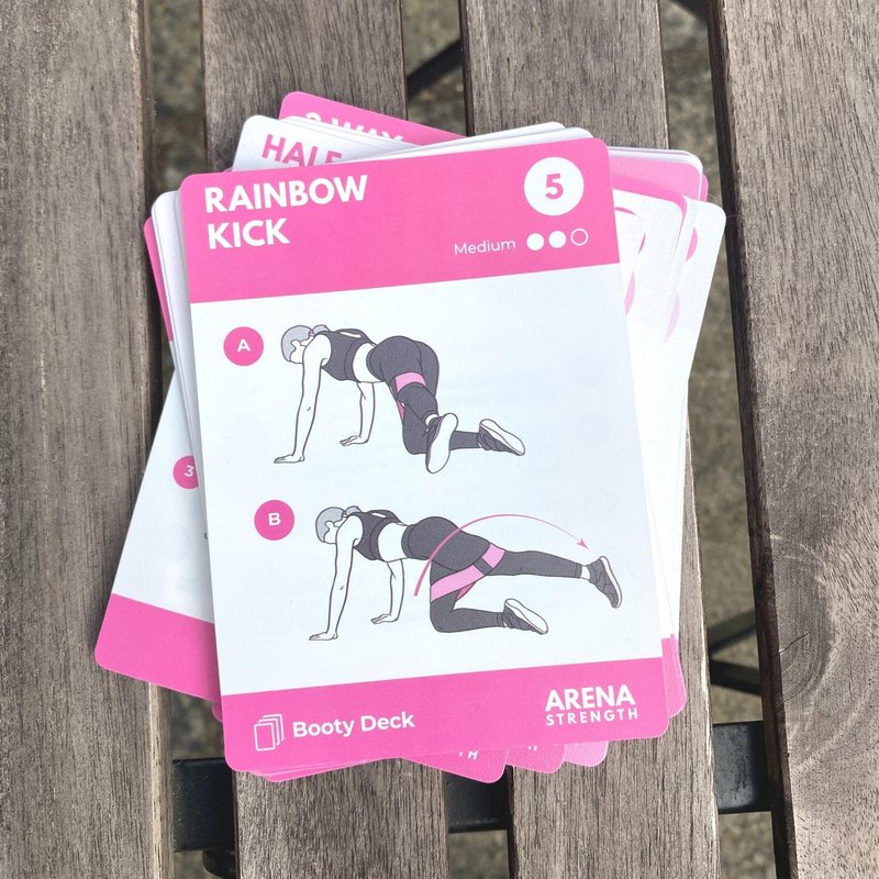 Arena Strength Booty Fitness Workout Cards- Instructional Deck for Band Workouts, Beginner Guide Resistance Training Exercises at Home. Includes Routines.