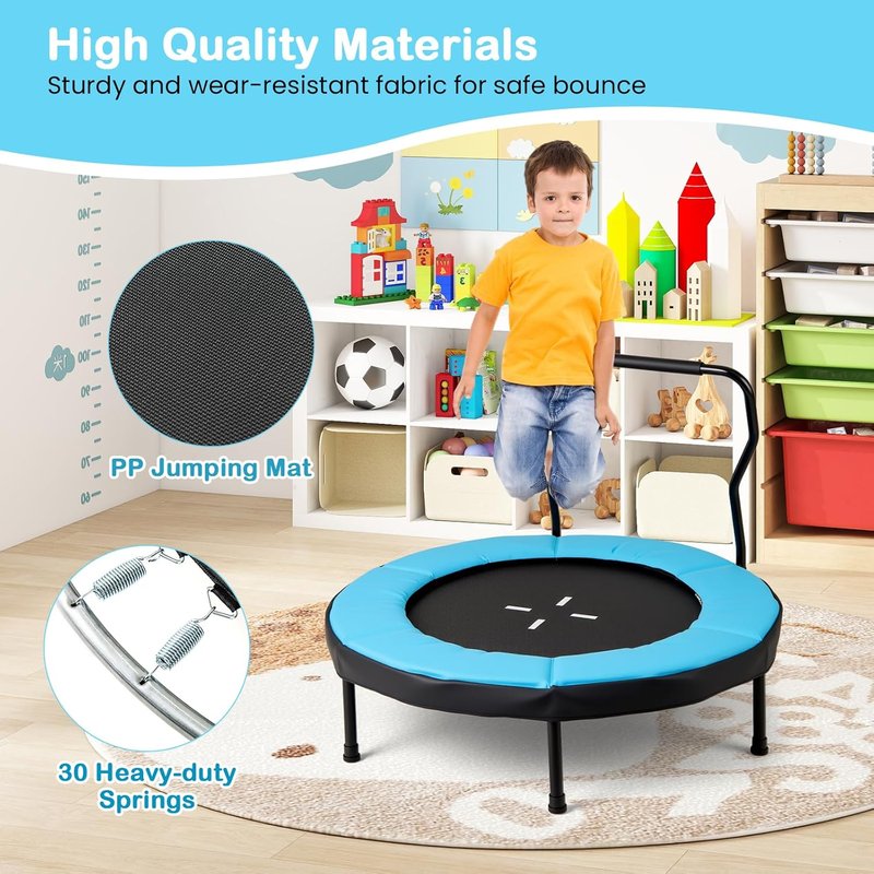 GYMAX Mini Fitness Trampoline - 40" Rebounder with Detachable Handle & Safety Foam Pad | Indoor/Outdoor Exercise for Kids & Adults