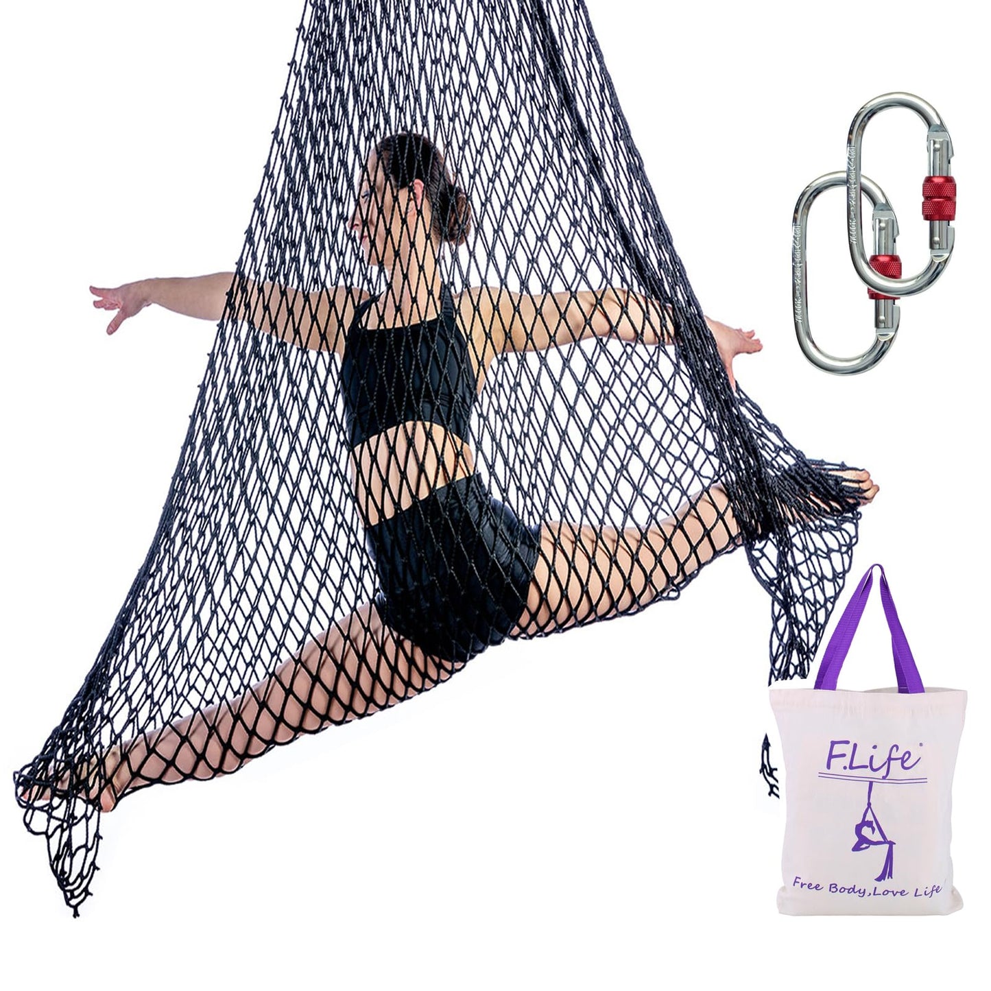 Aerial Net For Aerial Yoga,Acrobtic Circus,Children Hammock - Fun (Black 2)