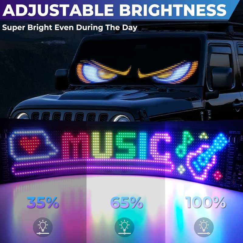 DITRIO Golf Cart Devil Eyes Light,23x5in Programmable Flexible Led Eyes for Car Windshield with App/Remote Control,High Bright DIY Animated Scrolling Electra Eyes for Golf Cart Trucks Suvs Decor