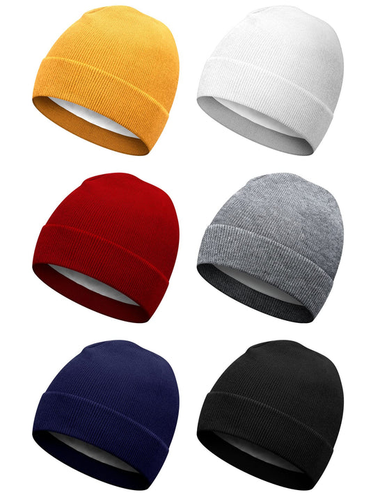 Winter Satin Lined Beanie Hat Silk Lined Beanies Cuffed Plain Skull Hat Knitted Watch Hat Winter Warm Beanies for Women Men (White, Black, Blue, Gray, Red, Yellow)