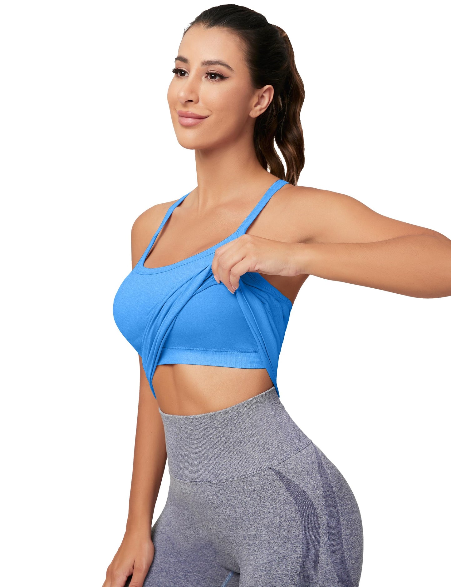 MathCat Workout Tank Tops for Women with Built in Bra, Sleeveless Gym Tops Seamless Racerback Athletic Yoga Shirts