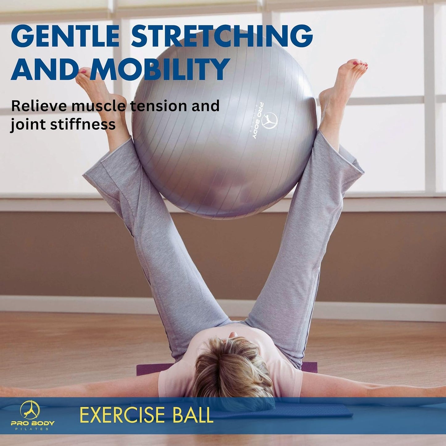ProBody Pilates Exercise Ball - Gym-Grade Balance Ball for Fitness, Yoga, & Therapy | Multiple Sizes Available