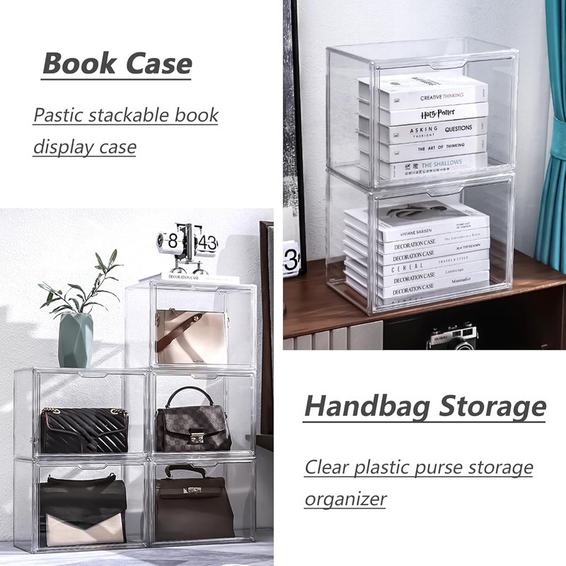 Clear Acrylic Display Case - Stackable Storage Bins with Magnetic Lid | Showcase for Cosmetics & Collectibles, X-Large