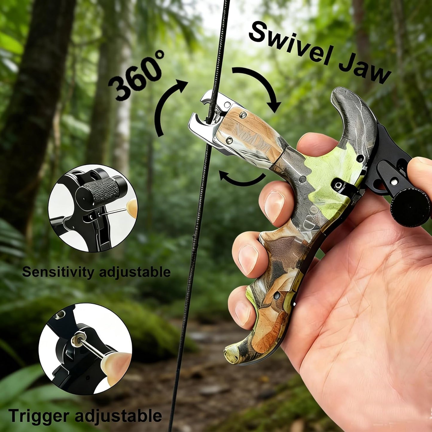 Archery Release - 360° Rotatable Thumb Release for Compound Bow - Precision Control