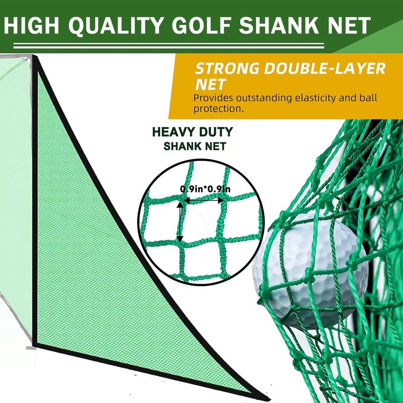 Obokidlyamor 2PCS Green Golf Triangle Side Net with Sandbags; Shank Net Barrier Net for Golf Driving Cage Frame (10' X 10')