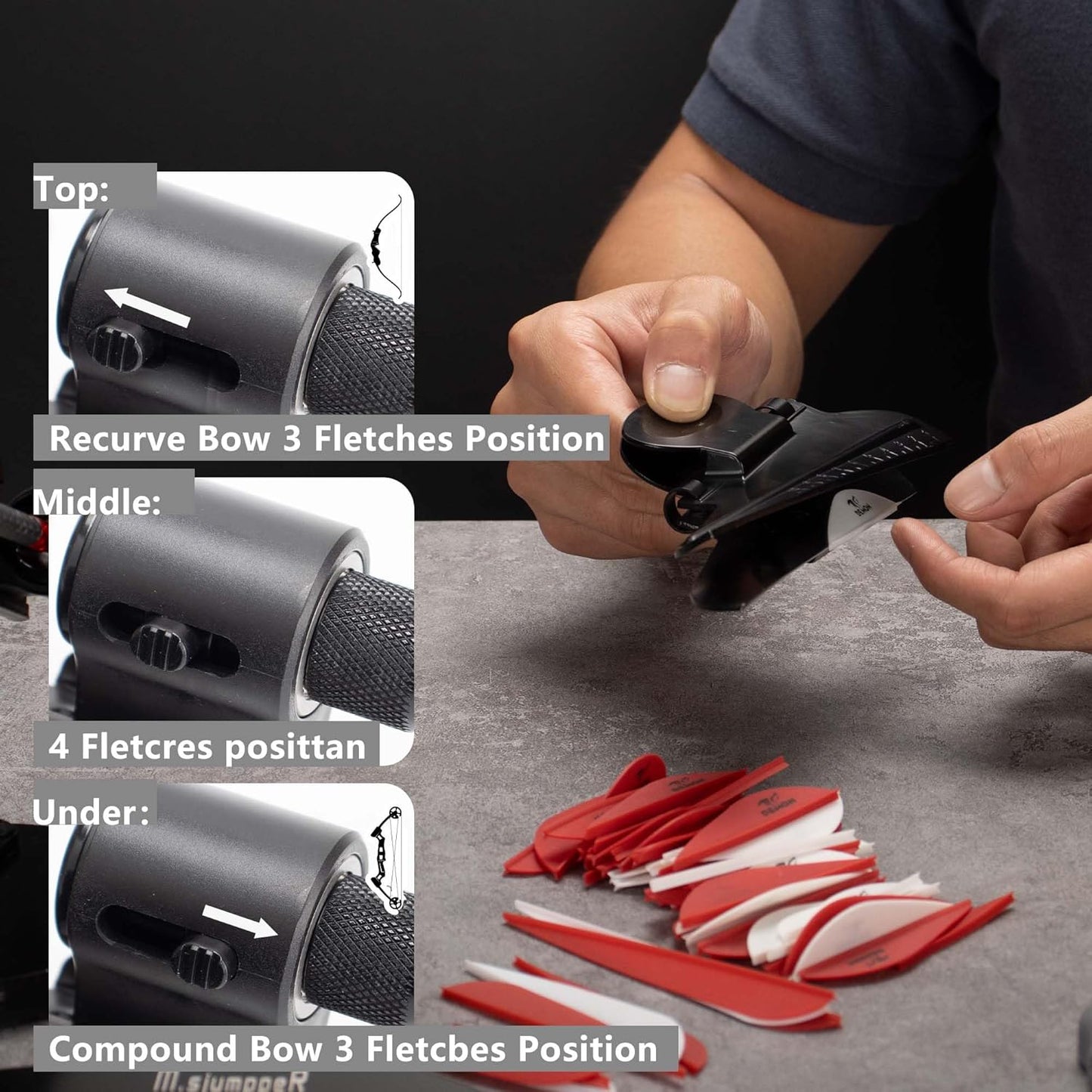 Iron Fletching Jig - Right Helical & Straight Clamps for DIY Archery Arrow Repair | Tool Kit