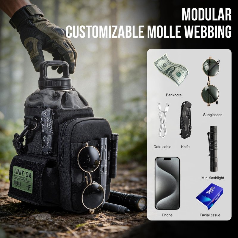 OneTigris Tactical Water Botlle Holder, Molle Pouch for 64 OZ Insulated Water Botlle