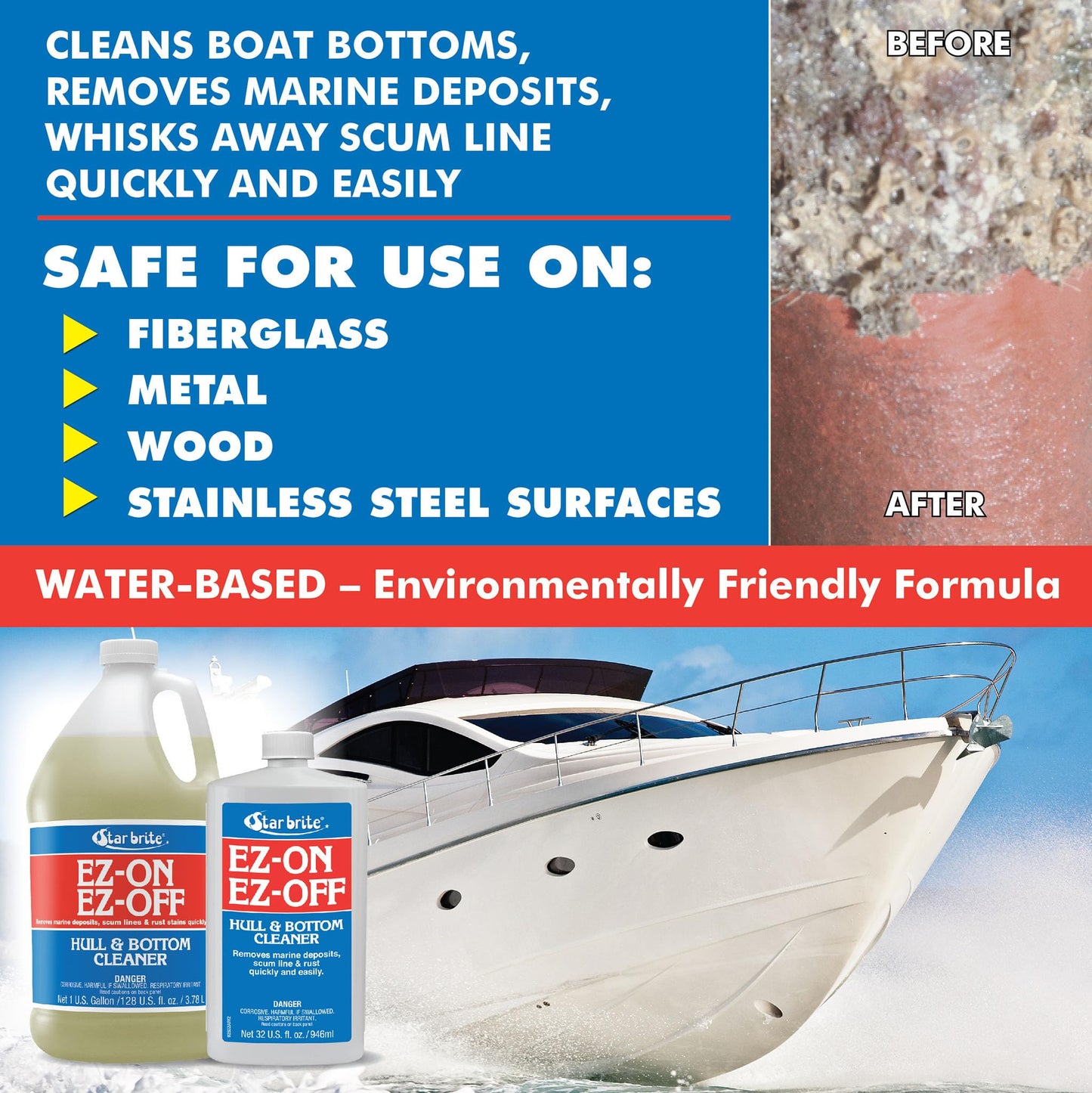STAR BRITE EZ-ON EZ-Off Boat Hull & Bottom Cleaner - Effortlessly Remove Stains and Restore Your Boat's Pristine Appearance