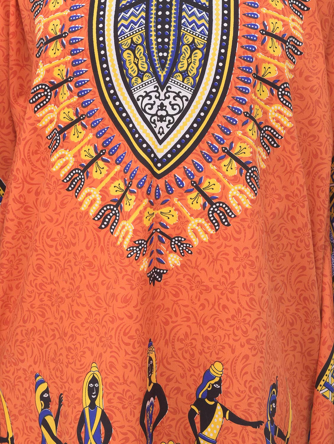 Gypsie Blu African Dashiki Caftan Tunic Tops Kimono Dress Summer Evening Plus Size Kaftan Cover-Up for Women (Orange Dashiki Tunic Dress)