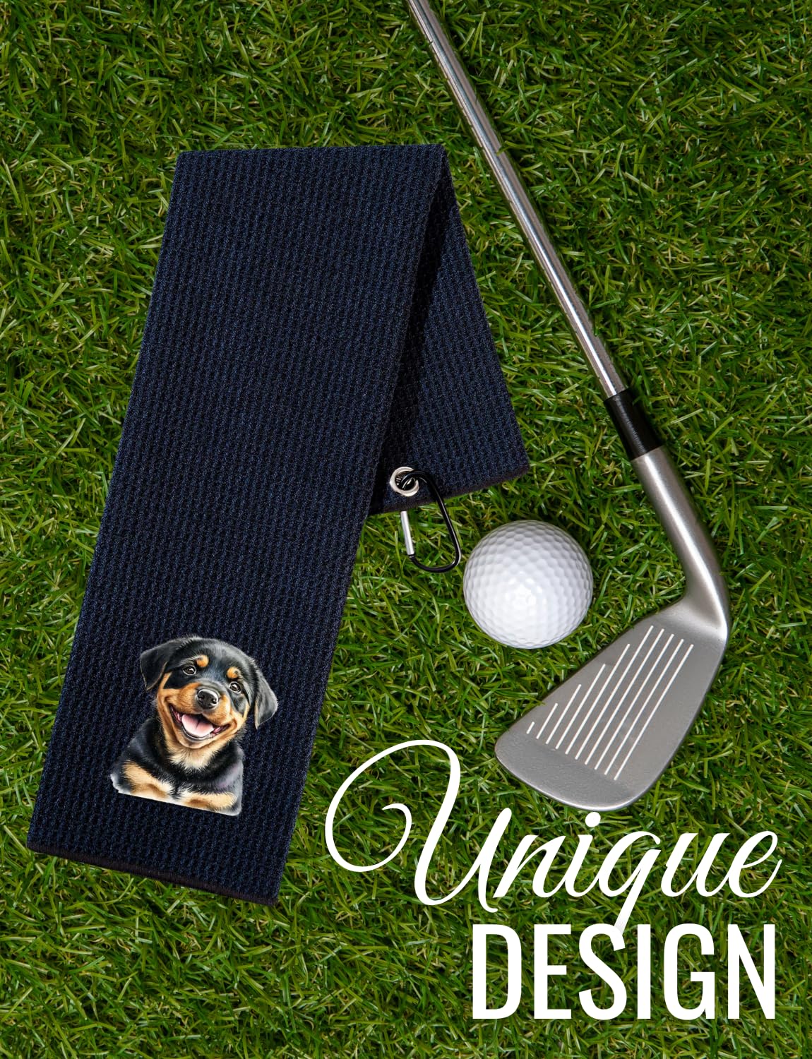 CybGene Rottweiler Gifts Golf Towel, Gifts for Rottweiler Lovers, 15.7“x23.6” Microfiber Golf Towel for Golf Bags for Birthday, Christmas