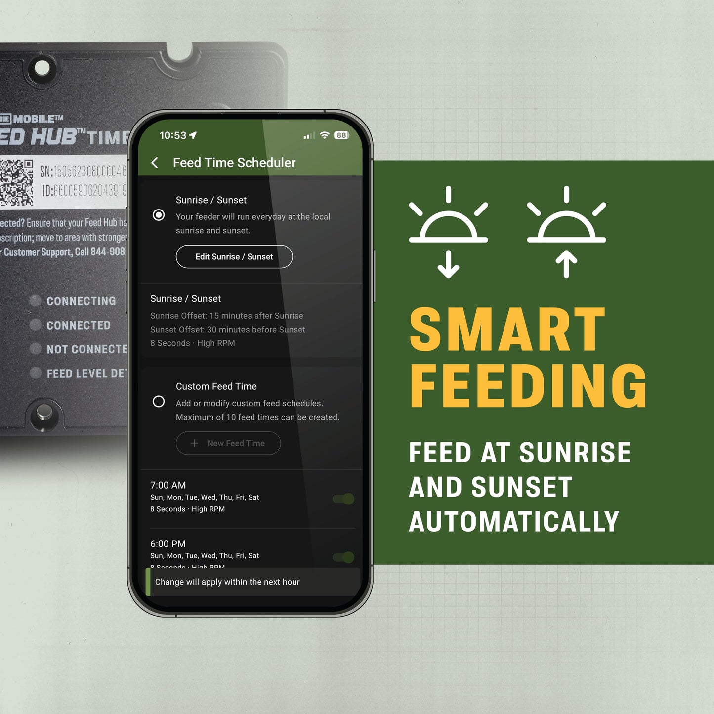 Moultrie Feed Hub - Cellular Upgrade Kit for Spin Cast Feeders - Program and Monitor Hopper and Battery Levels from Your Phone