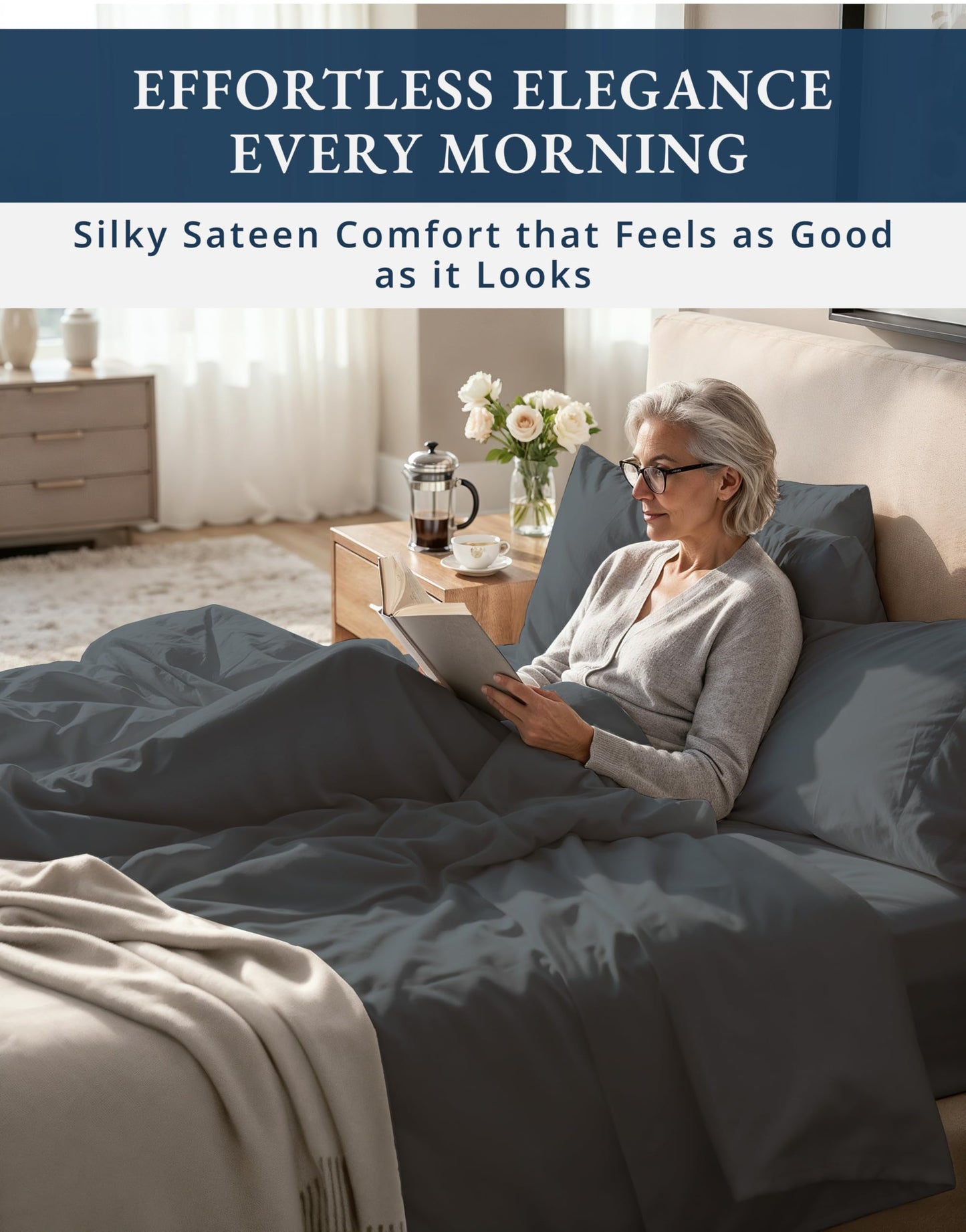 100% Egyptian Cotton King Sheet Set – Premium 1000 Thread Count Naturally Cooling & Breathable King Sheets, Authentic Long-Staple Cotton for Lasting Softness, Snug Fit 15" Deep Pocket Fitted -Charcoal
