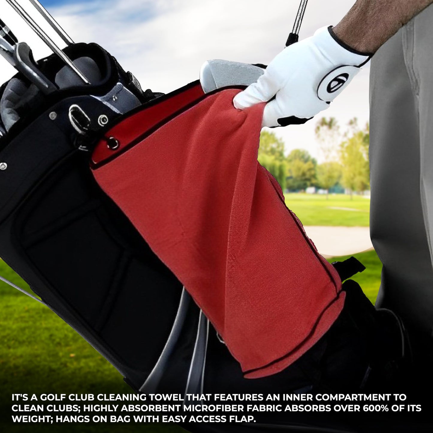 Spotless Swing Golf Towel | Microfiber Golf Club Cleaner Towel with Clip | 3-in-1 Design for Ultimate Convenience | Premium Multi-Use Accessories for Men and Women, Best Dad by Par
