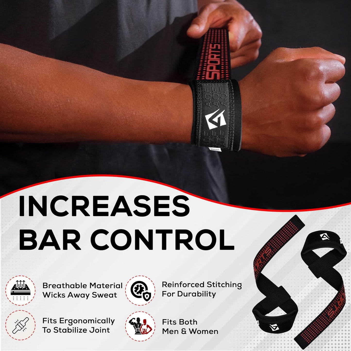 AQF Lifting Wrist Straps - Neoprene Padded Cotton for Weightlifting | 23” Maximum Grip Support for Men & Women