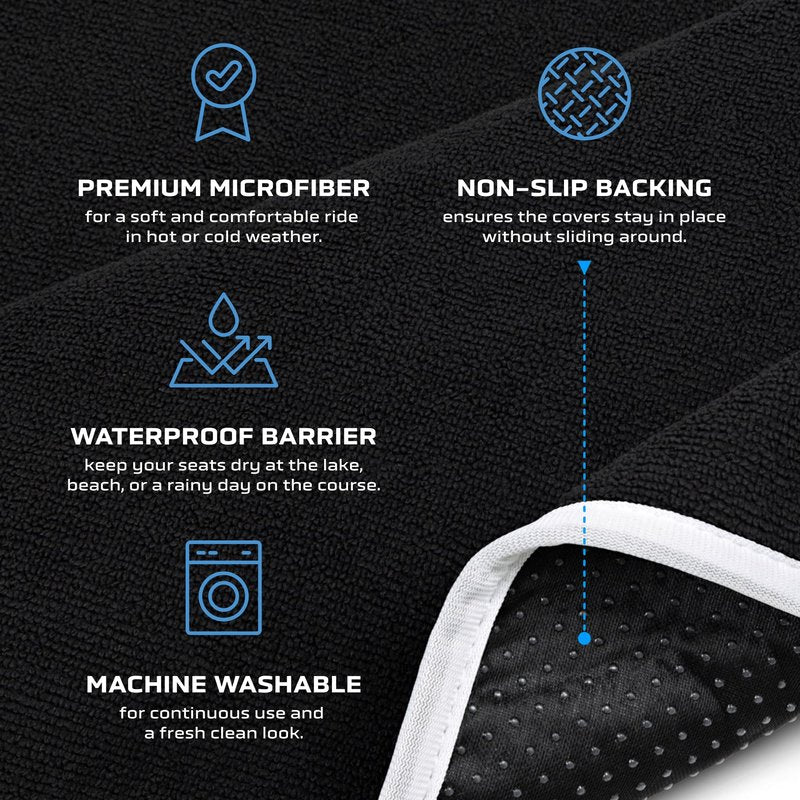 Dryva Waterproof Golf Cart Seat Cover – EZGO TXT RXV/Club Car DS Precedent – Non-Slip, Washable Microfiber Seat Towel – 2/4 Person Seats, All Weather