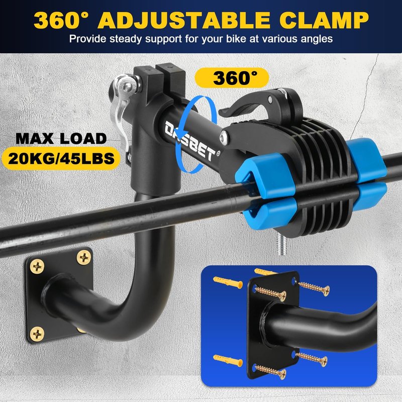 DASBET Bent Bike Repair Stand | Wall Mounted Bike Work Stand with Adjustable Clamp Bench Mount Bike Stand Bicycle Maintenance Rack Bike Clamp for Road Bike Mountain Bike