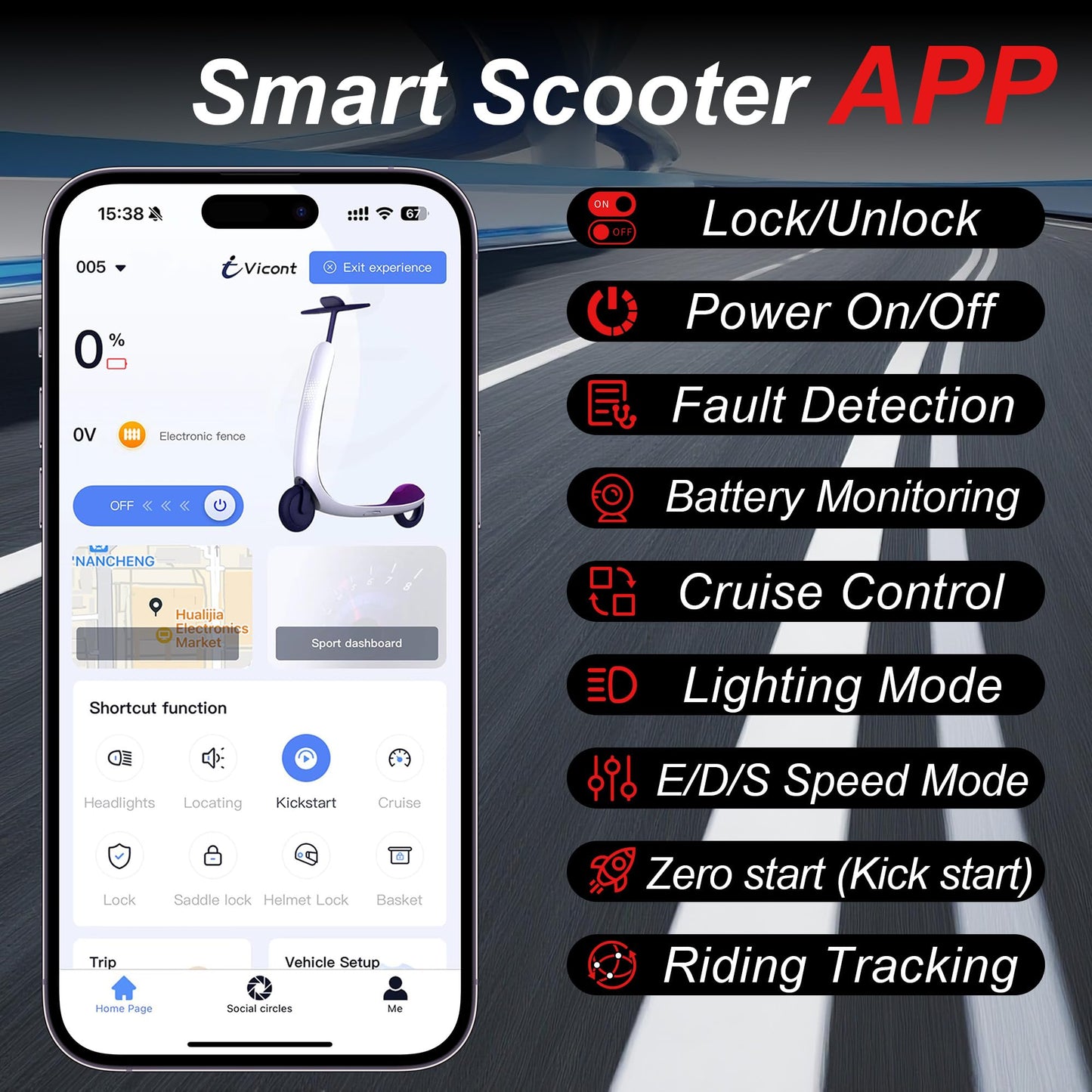 VOLTVOGUE Electric Scooter for Adults, Folding E Scooter with 350W Motor,19 Mph Top Speed, Max 12 Miles Long Range, 8.5' Solid Tires Commuting Scooters with Dual Brakes System, APP