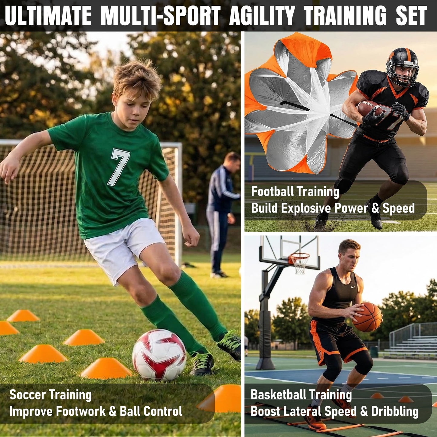 Agility Ladder, Agility Speed Training Equipment Set, 20ft Speed Ladder