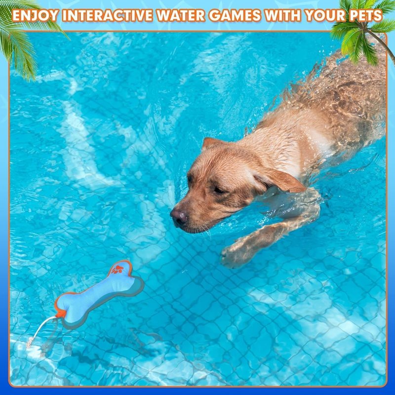 BINGPET Dog Pool Floating Toys - Durable Bone Shaped Squeaky Chew Toys for Summer Fun | 2-Pack