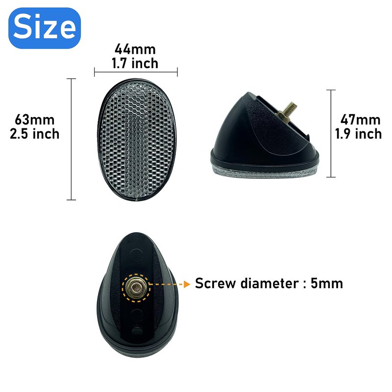 MGMSINYO Rear Fender Reflector Bicycle Accessory Bike Part Oval Mugguard Safety Warning Night Riding One Screw White 1pcs