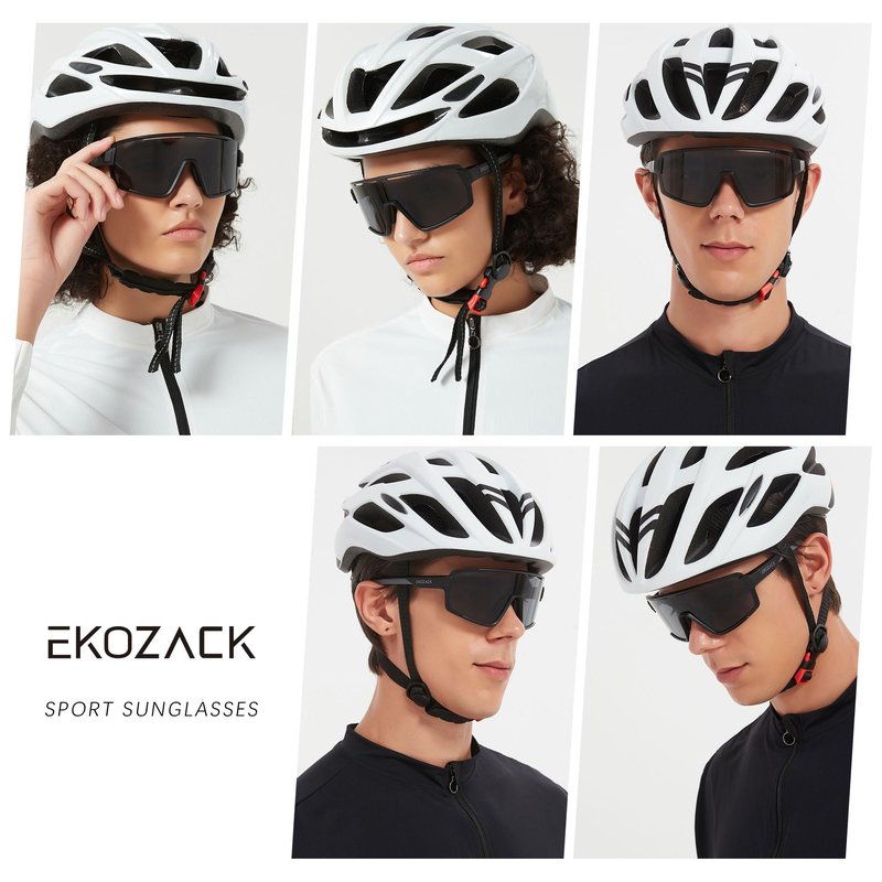 EKOZACK Cycling Sunglasses for Men Women Big Large Driving Fishing Mountain Bike Baseball Sun Glasses Black Shades