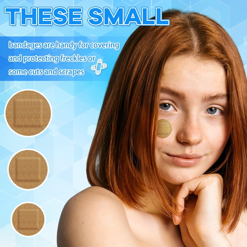 Geiserailie 120 Pcs Small Round Bandage Circle Oval Bandages for Face Fabric Adhesive Flexible Breathable Bandages Fabric for Small Wound Protection Care, 6 Sizes, 7/8'', 1'', 1.4'', 1.5 x 1.75''