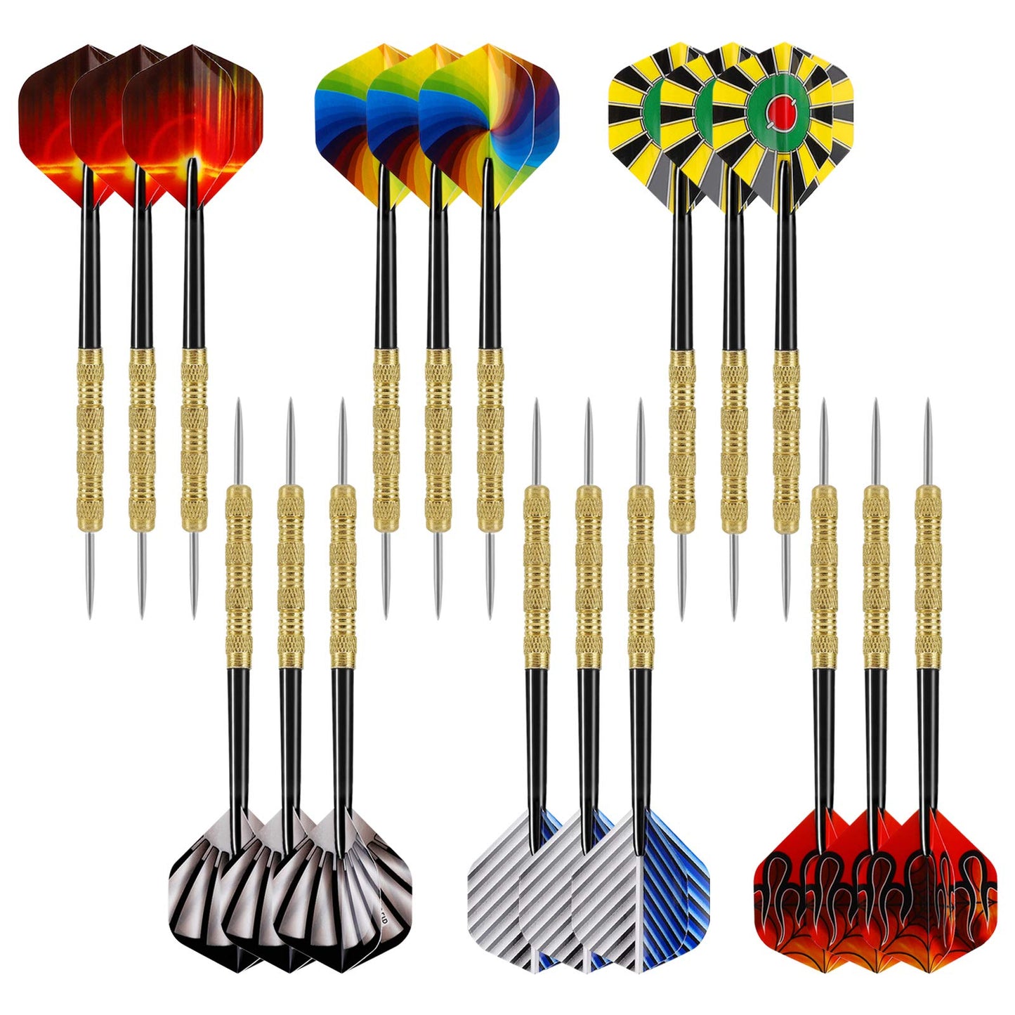 Accmor Metal Tip Darts, Steel Tip Darts, 14 Grams Professional Metal Darts, Darts Metal Tip Set, Metal Darts for Dartboard, 18 pcs ﻿