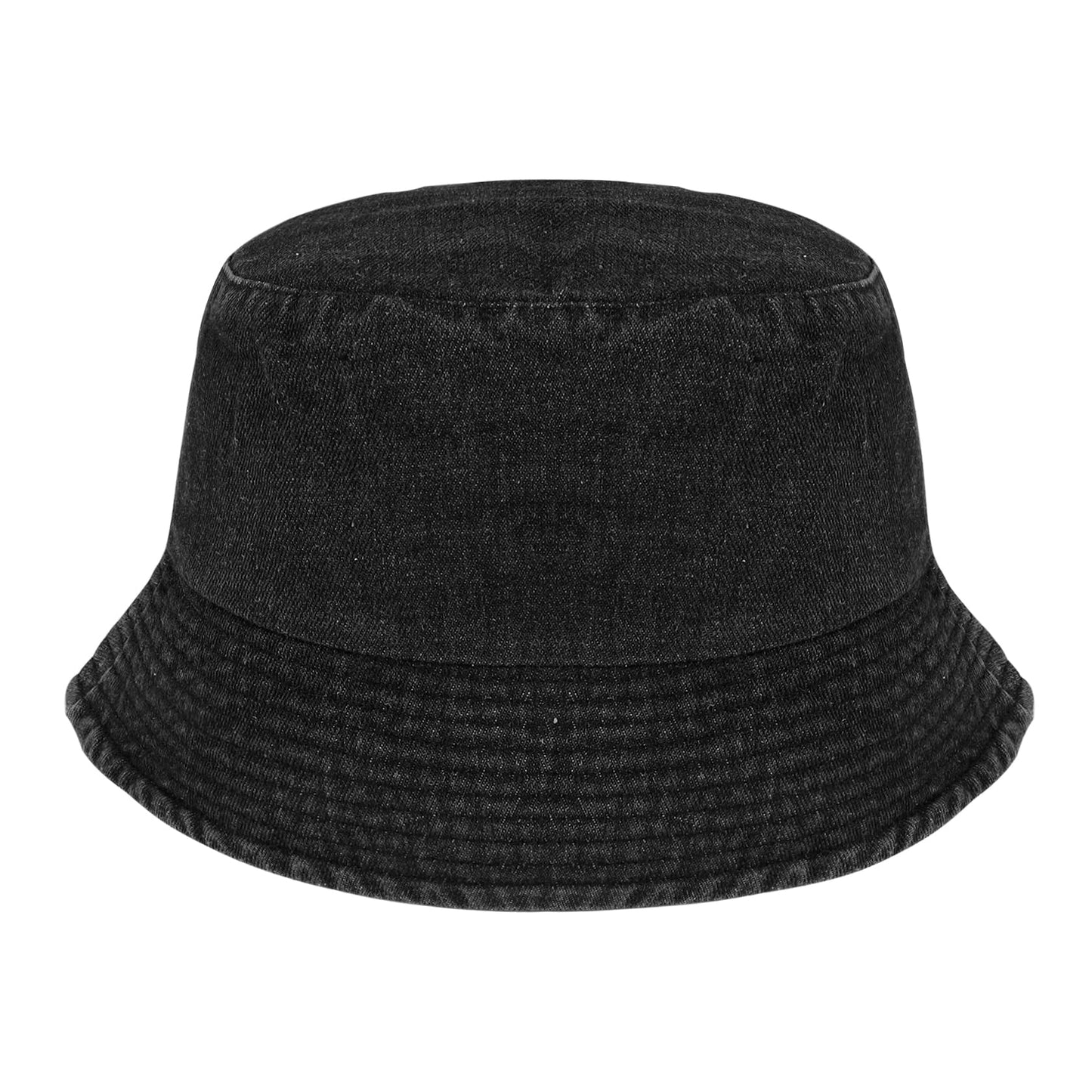 MILAKOO Soild Color Black Denim Bucket Hat Unisex Cool Rock Trendy Sun Hat for Beach Fishing Travel