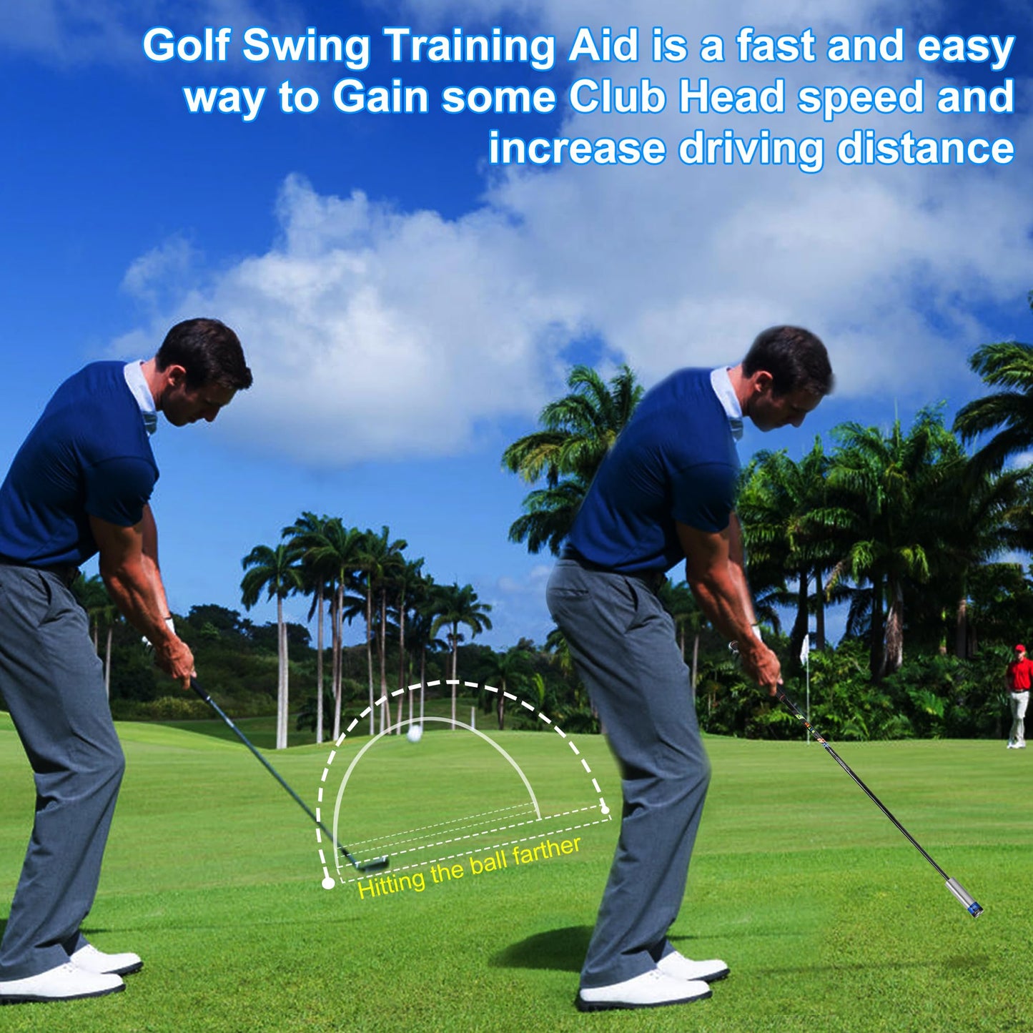 Asyxstar Golf Swing Trainer Golf Training Aid for Strength & Swing Speed, Golf Warm-up Stick for Tempo & Flexibility Training, Golf Training Club, with 3 Weights Adjustable Golf Swing Trainer