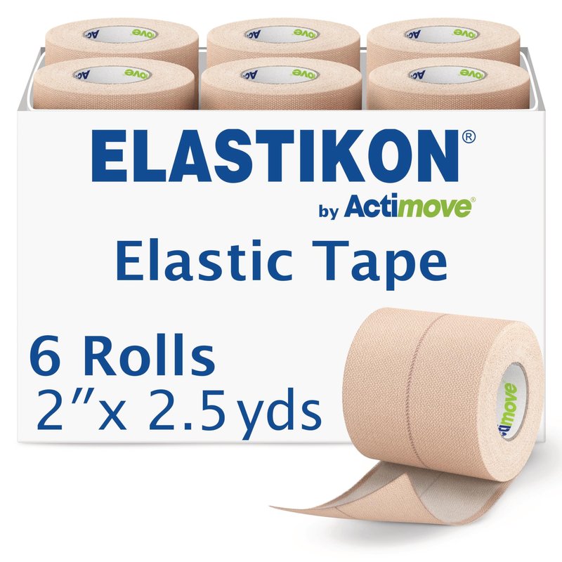 ELASTIKON by Actimove Elastic Athletic Tape - Provides Support for Sprains, Strains, Muscle Injuries - for Sport and Veterinary Applications - 2 in x 2.5 yd, 6 Rolls
