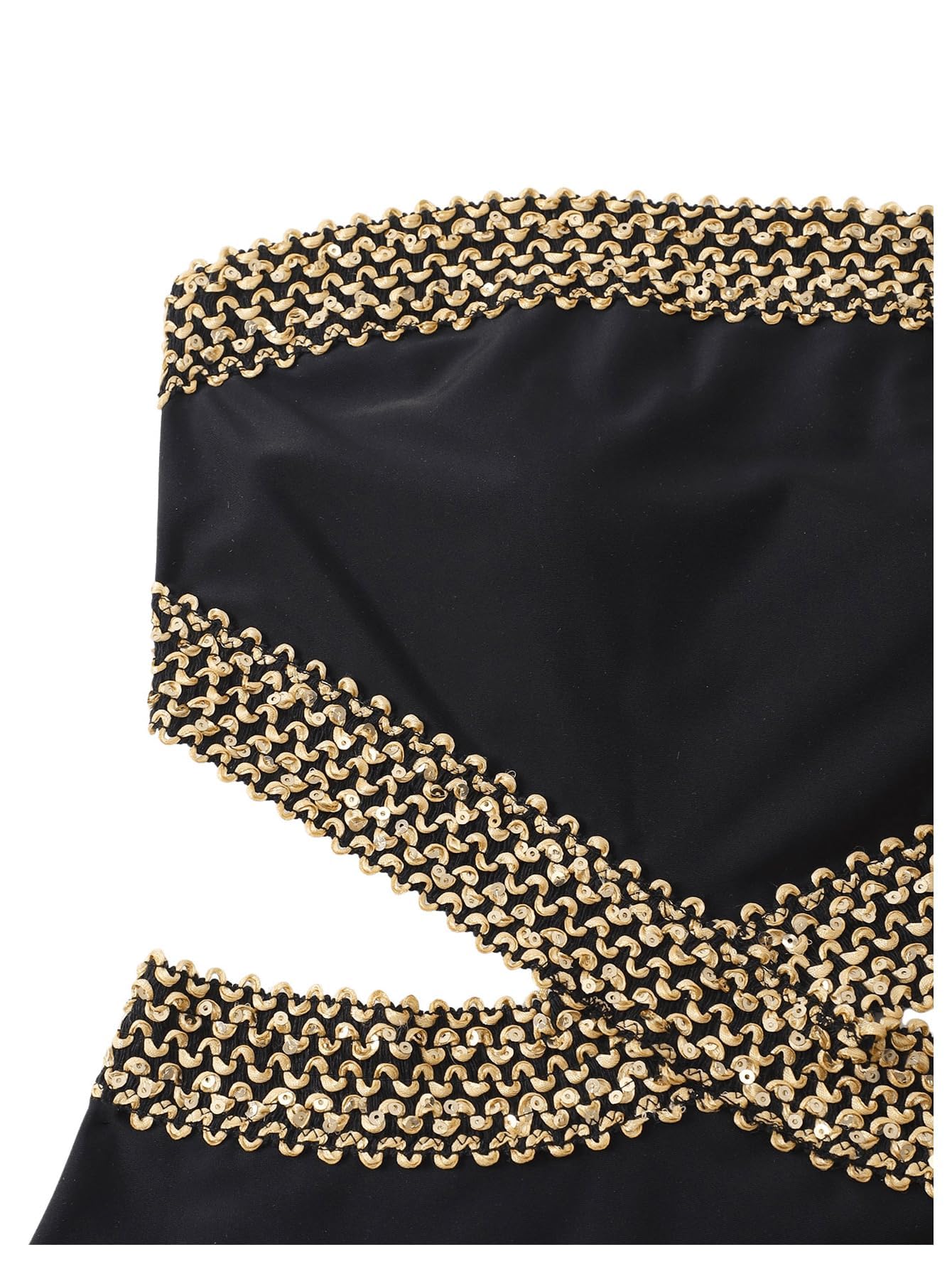Milumia Women's Stitch Detail Strapless One Piece Swimsuit Cut Out Bandeau Bathing Suit Black Medium