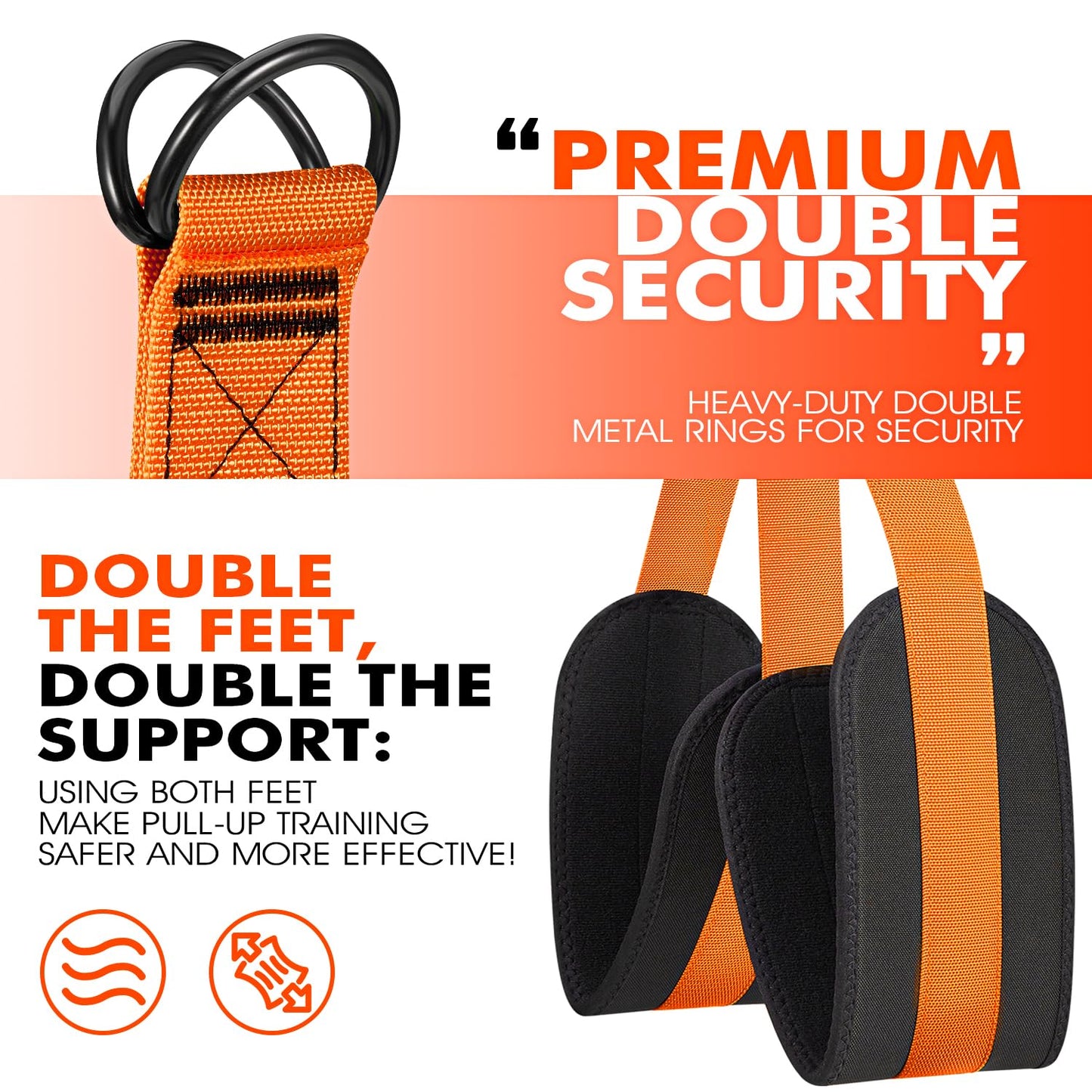 HPYGN Two Foots Pull Up Assistance Bands, Heavy Duty Resistance Band for Pull Up Bar, Adjustable Weight/Size with Fabric Feet/Knee Rest, Bands for Pull Up Assist for Strength Training, Pull Up