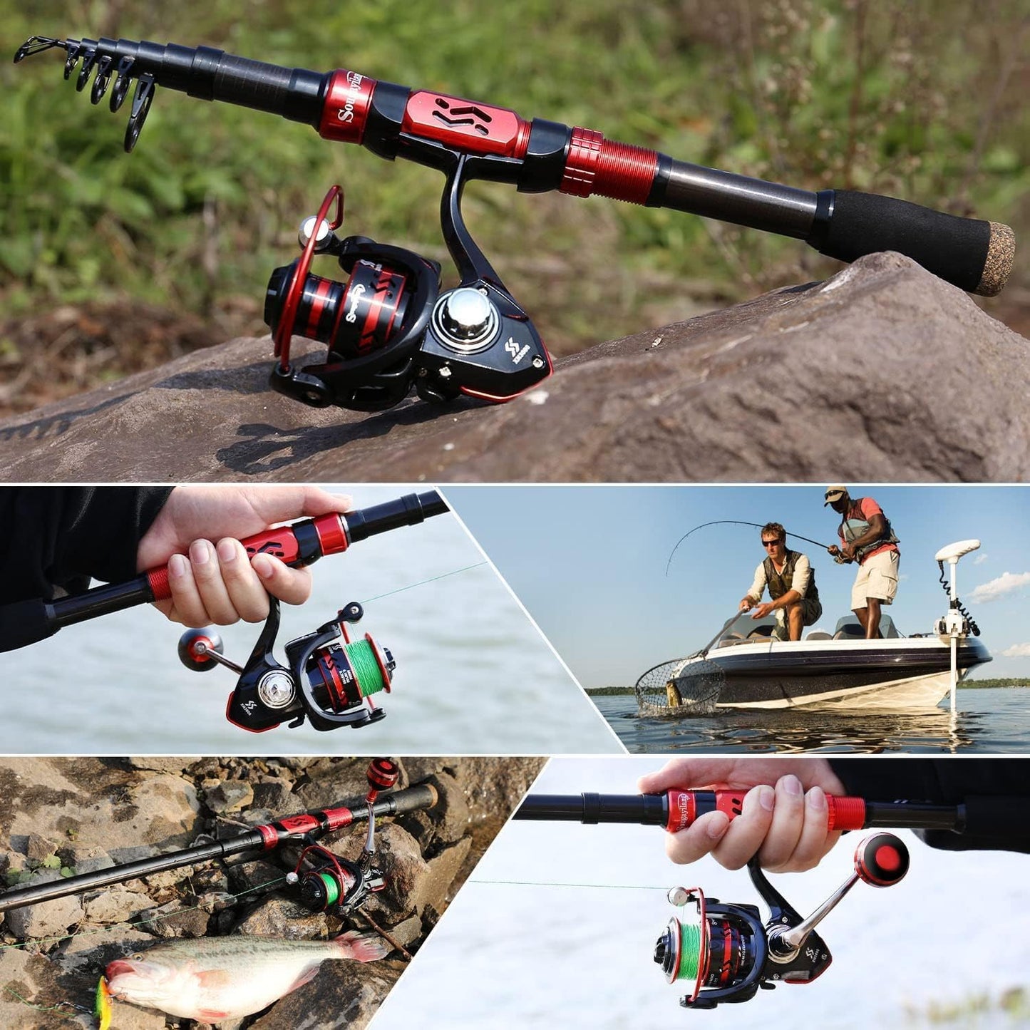 Sougayilang Fishing Pole - Portable Spinning Reel Combo for Anglers | Lightweight Design