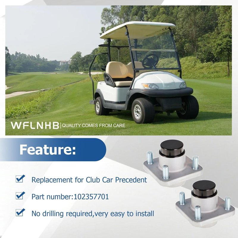 WFLNHB 2 Pack Front Wheel Hub Assembly with Bearings Replacement for Club Car Precedent Ds 2003.5+ 102357701