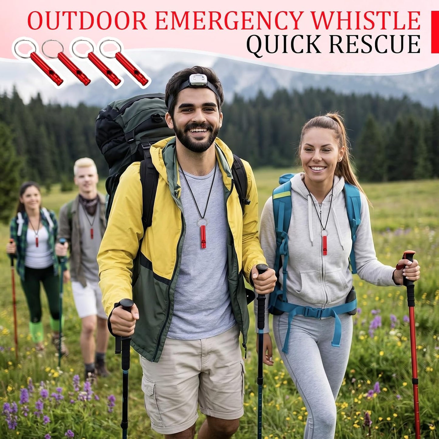 Emergency Survival Whistle - Loud Aluminum Whistle with Keychain for Camping, Hiking & Outdoor Sports