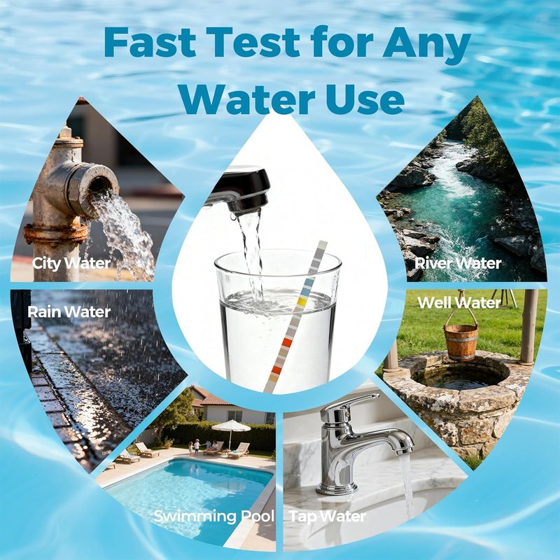 Drinking Water Test Strips - 16-in-1 Quick Screening for Hardness, pH, Iron & More | 125 Count