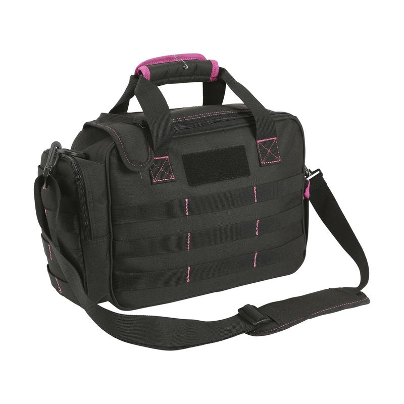 Allen Company Dolores Women's Compact Shooting Range Bag - Gun Storage Pouches for Handguns, Shooting Glasses, Gloves, Ear Protection, and Other Accessories - Black/Pink - 13" x 4.5"