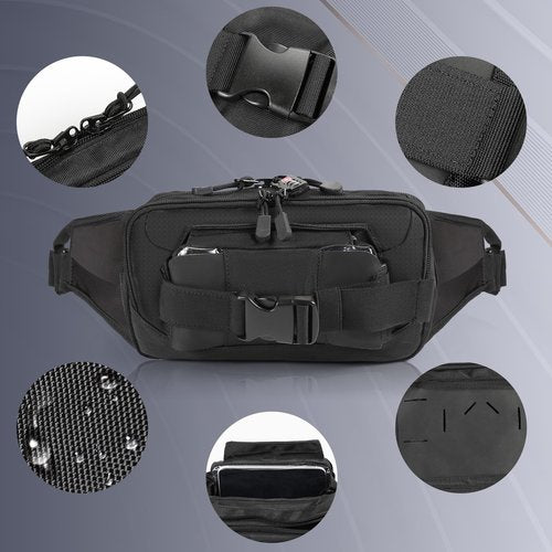 LarKoo Tactical Fanny Pack for Concealed Carry Sling Bag CCW Crossbody Waist Bag for Men&Women EDC Gear with Adjustable Strap (Black)