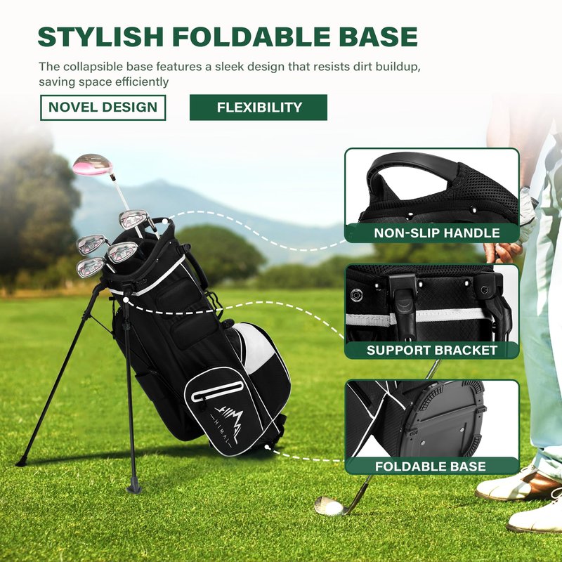 UNIHIMAL Lightweight Golf Stand Bag with 4-Way Full-Length Divider, Foldable Base & Dual Straps