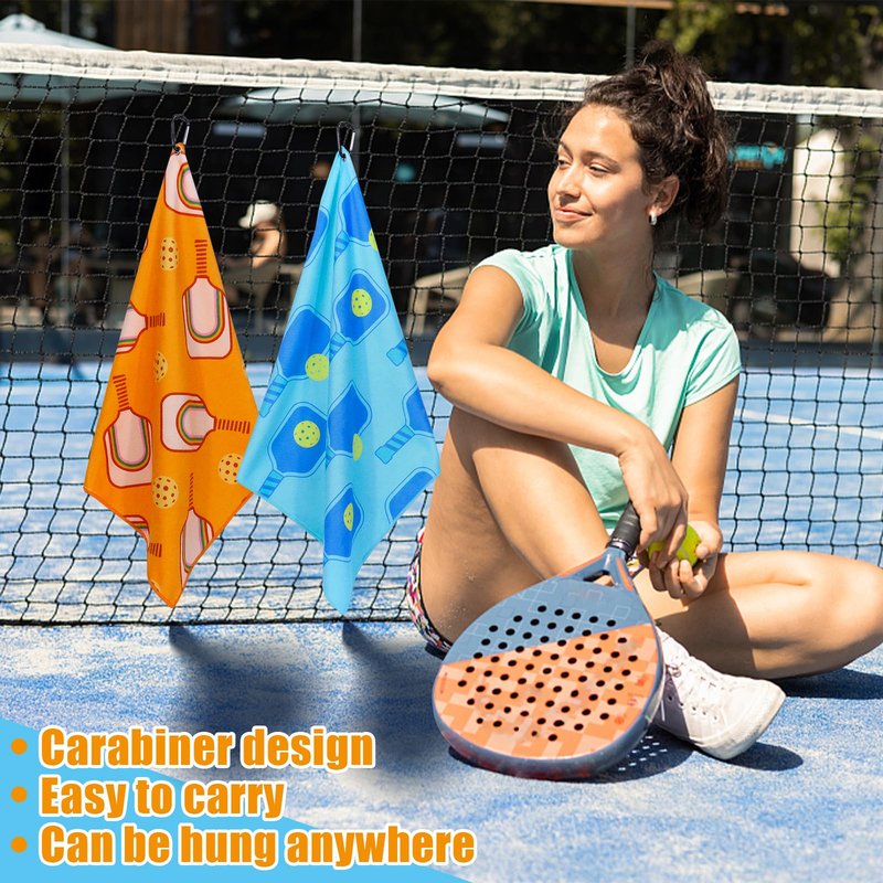 4 Pcs Pickleball Towel 15x17 Inch Soft Pickleball Prints Towels Absorbent Fast Drying Funny Pickleball Towel with Carabiner Clip Pickleball Hand Towels Pickleball Gift for Women Men Team Sports